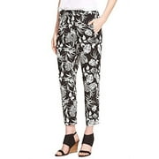 Vince Camuto Tropical Print Slim Leg Pants (Black, B OR Med/Medium)