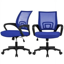 Renwick Adjustable Mesh Swivel Office Chair with Armrest, Set of 2, Blue