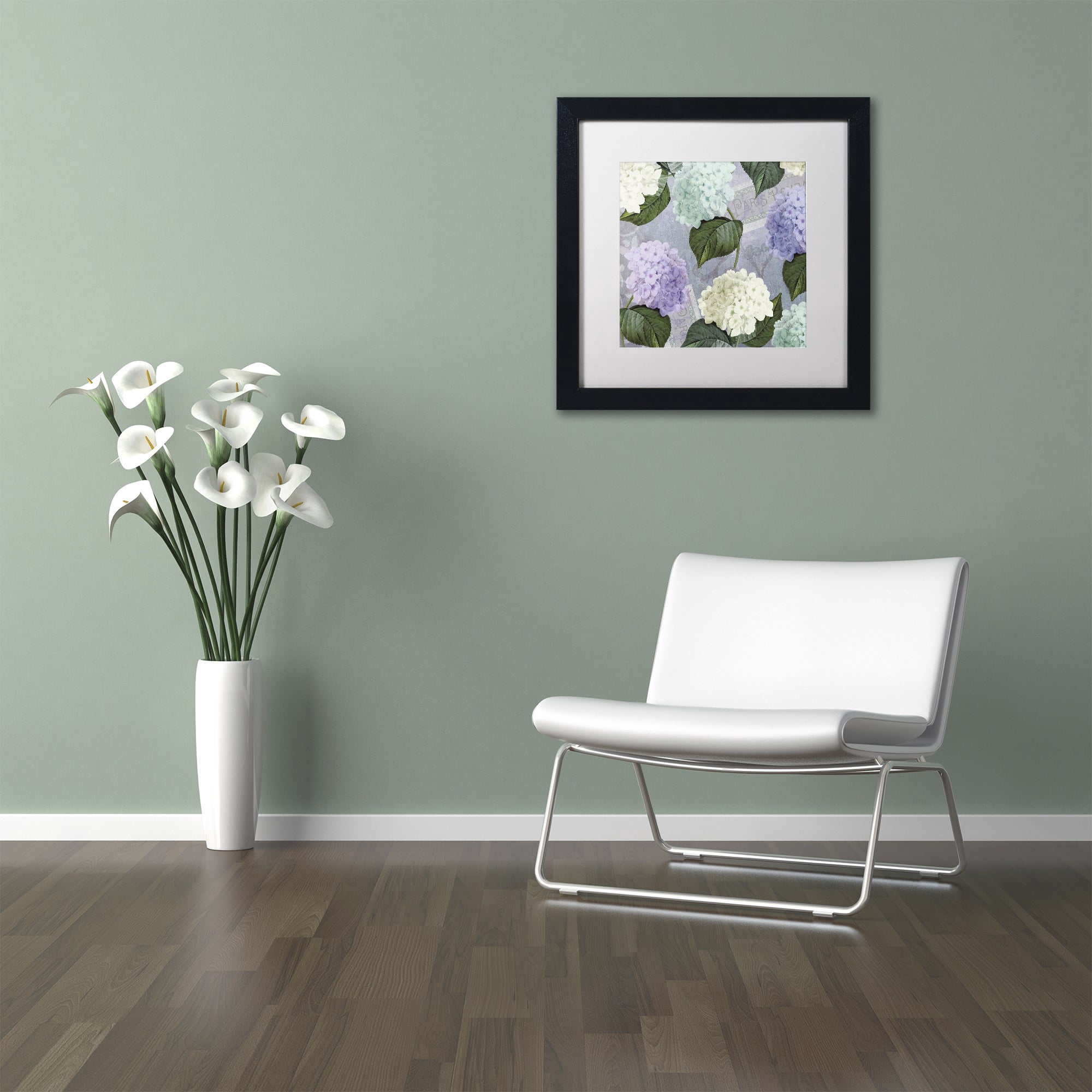 Trademark Fine Art "Hortensia Lavenders" Canvas Art by Color Bakery White Matte, Black Frame