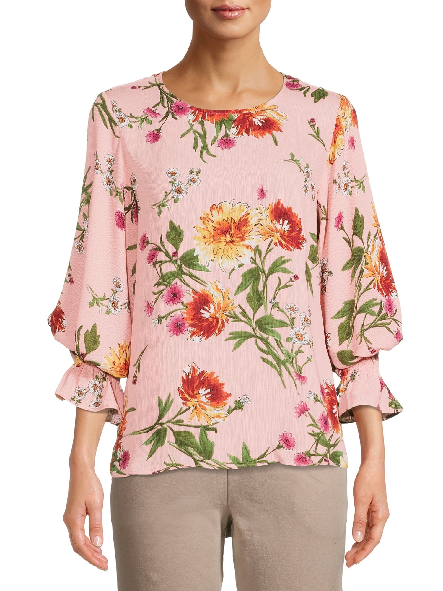Status by Chenault Women's Long Sleeve Floral Blouse - Walmart.com