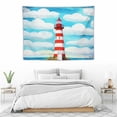 thumbnail image 3 of ONETECH  Lighthouse Print Tapestries Blue Stripes Tapestry Shell Conch Wall Hanging Art Bedroom Aesthetic Funny Tapestries For Men Boys Living Room College Dorm, 3 of 7