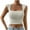 White, variant on fatyb Womens Square Neck Crop Tops Smocked Sleeveless Tank Tops Solid Color Slim Going out Shirts Tee