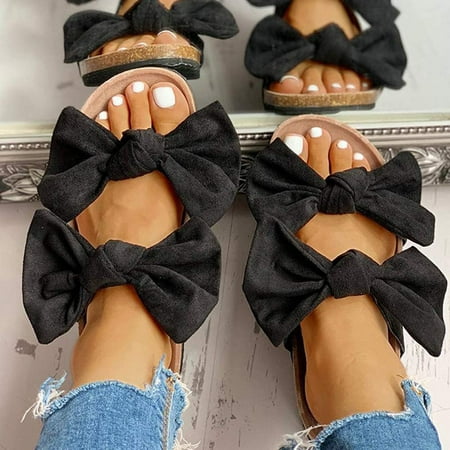 

ZXHACSJ Women s Platform Fashion Bow Comfortable Open-toe Casual Beach Sandals Black 43