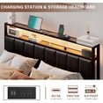 thumbnail image 4 of Papajet Queen Platform Bed Frame with LED, 2-Tier Storage and Upholstered Headboard, Rustic Brown, 4 of 7