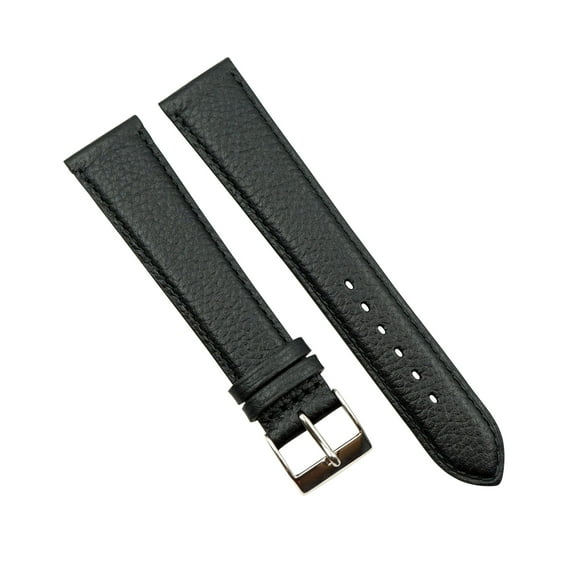 18mm Black Crushed Short Leather Watch Band
