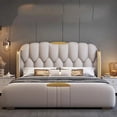 thumbnail image 4 of Nordic Luxury Kids Double Bed Wood High End King Size Frame Double Bed Headboard Girl Lit Deux Place Furniture For Bedroom My Lux Decor Round, 4 of 10
