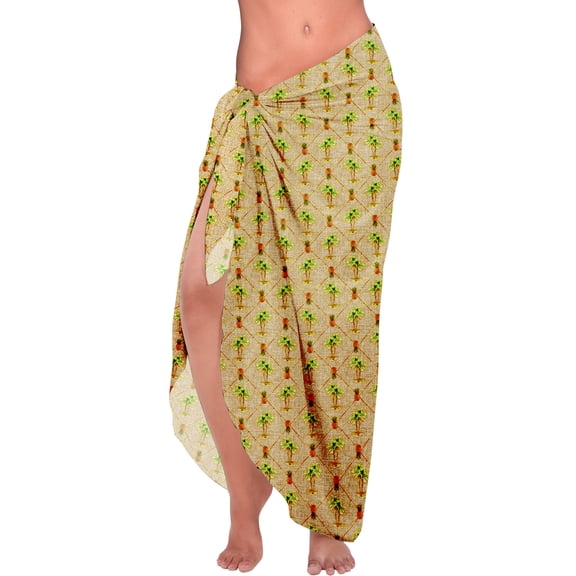 HAPPY BAY Women's Beachwear Sarong Coverups Long Swim Cover ups Bikinis Wraps Vacation Summer Beach Cover-up for Women One Size Tawny, Pineapple