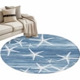 thumbnail image 2 of Round Area Rugs Collection 3.3 Ft, Blue Coastal Non-Slip Residential Carpet, Summer Ocean Waves Ombre Sea Starfish Indoor Crawling Mats Doormat Runner Rugs Play Mat forBedroom, 2 of 9