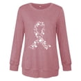 thumbnail image 4 of Staron Hauts d'Automne pour Femmes 2024 Chic Décontracté Sensibilisation au Cancer du Sein Chandails Basiques Ruban Rose Col Rond Chandail Tunique Légère Hauts Cadeaux pour Femmes pour Noël, 4 of 4