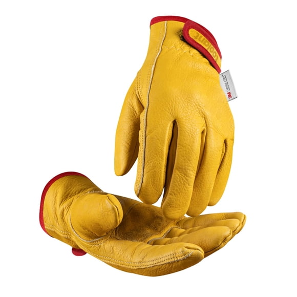 Winter Leather Work Gloves, Warm Thinsulate Lining for Cold Weather Work, 100% Full Grain Cowhide with Abrasion and Puncture Resistance, Size X-Large