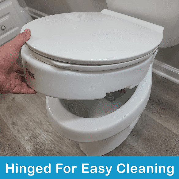 Carex Elongated Raised Toliet Seat, 3 1/2" Height, White, 300 lb Weight Capacity