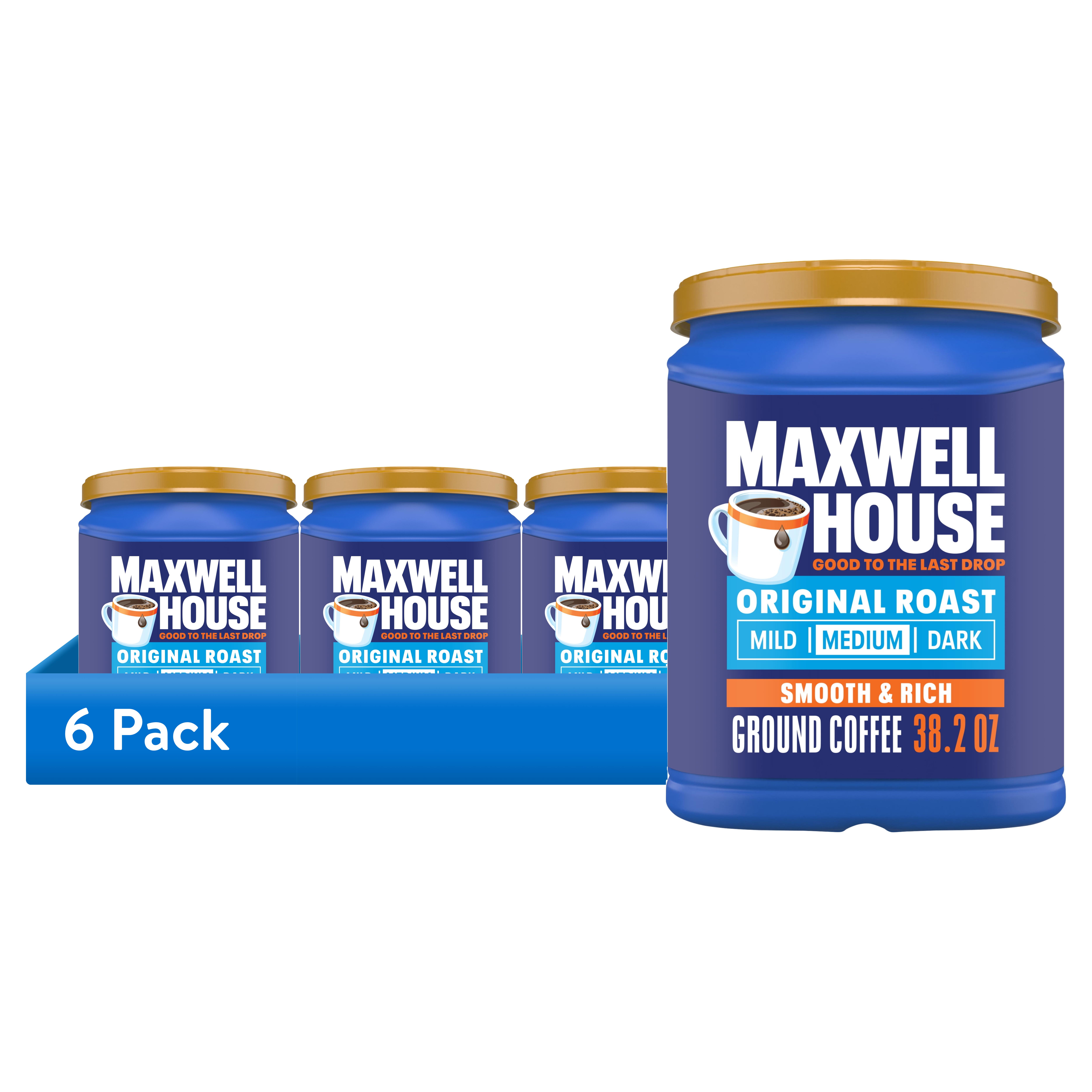 (6 pack) Maxwell House Original Roast Ground Coffee, 38.2 oz Canister