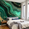 thumbnail image 2 of Wallpaper Green marble abstract acrylic Marbling artwork texture Agate Peel and Stick Wall Murals 100"H x 144"W Removable PVC Wall Paper Self-Adhesive Wall Paintings Art Decor for Bedroom Living Room, 2 of 7