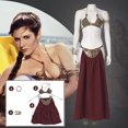 thumbnail image 2 of Disfraz de princesa Leia para cosplay, sujetador, falda, traje de esclava, traje sexy y zapatos para mujer, vestido de fiesta de Halloween, 2 of 5