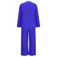 thumbnail image 5 of QATAINLAV Women's 2 Piece Pant Suits Dressy Blazer Wide Leg Pants Matching Sets Solid Color Business Casual Outfits, Blue, XXL, 5 of 7
