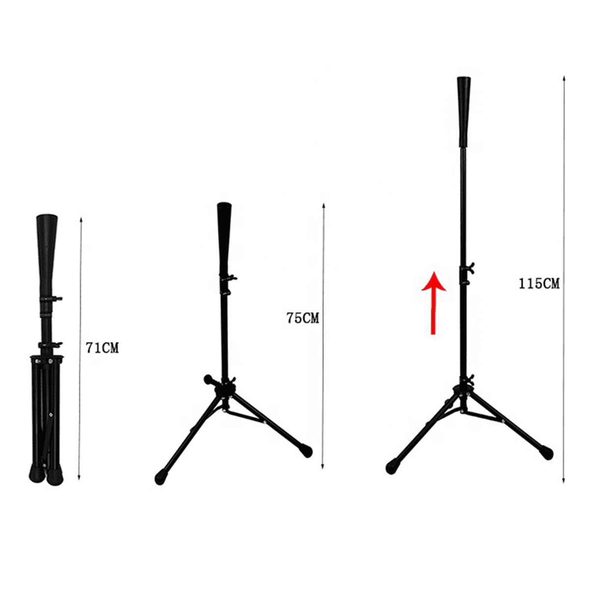 29.5In-45.3in Baseball Softball Batting Tee for Hitting Height Adjustable Practice Training Travel Tee Stand