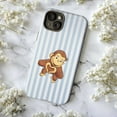 thumbnail image 5 of Heart Hands Curious Monkey Phone Case, Cute Cartoon with Love Gesture on Blue Striped Background, Wholesome Artistic iPhone Cover for iPhone 17 16 15 14 13 12 11 Plus Pro Max Mini, 5 of 6