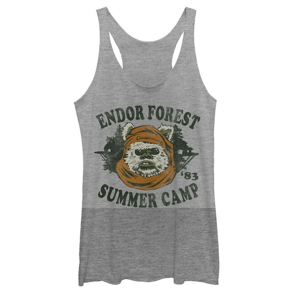 Women's Star Wars Ewok Summer Camp Racerback Tank Top Gray Heather Medium