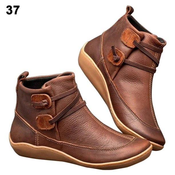 braided strap flat heel all season boots