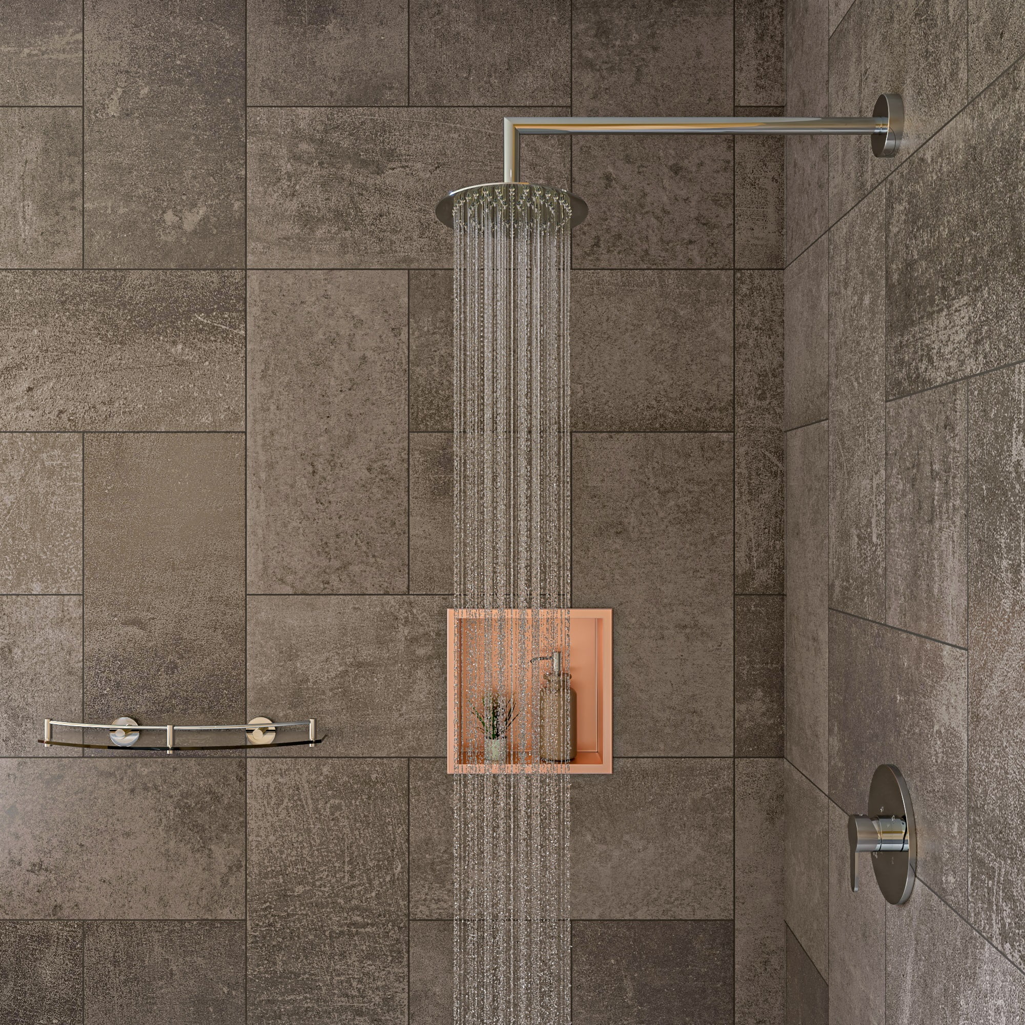 Alfi Brand ABNP1616-BG 16 x 16 Brushed Gold PVD Steel Square Single Shelf Shower NICHE