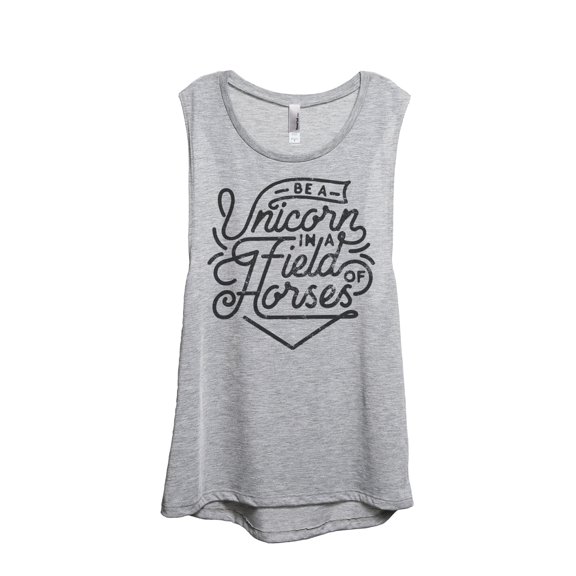 Be A Unicorn In A Field Of Horses Women's Fashion Sleeveless Muscle Tank Top Tee Sport Grey Large