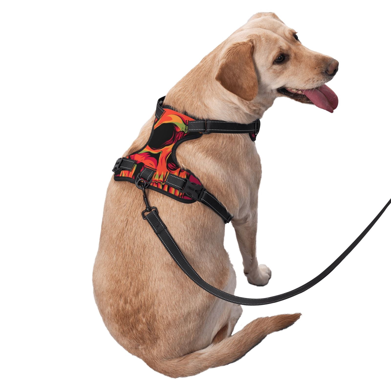 Vsdgher Skull And Flag Usa Dog Harness, No-Pull Pet Harness, Dog Vest, Pet Vest for Small to Large Dogs-Medium