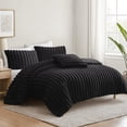 thumbnail image 6 of Benjara Sieno 4pc King Comforter Set- Shams- Black Faux Fur- Micro Mink Back, 6 of 8