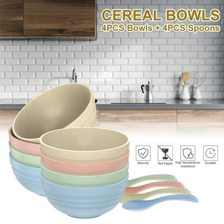 

Sutowe Cereal Bowl Set 4Pcs Cereal Bowl Set Unbreakable Bowl Lightweight Reusable Dessert and Salad Bowl Durable Breakfast for Kitchen Breakfast Oatmeal Fruit 4 bowls