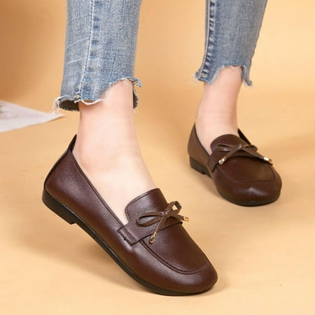 

Yzengfg Ladies Simple Soft Sole Soft Surface One Foot Stirrup Casual Shallow Mouth Lightweight Large Size Single Shoes Casual Shoes Casual Shoes for Women Wide