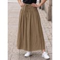 thumbnail image 4 of INSPIRE CHIC Women's High Waist Drawstring Solid Skirt Pants for All Seasons and Casual Wear with Versatile Styling Options L Khaki, 4 of 6