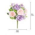 thumbnail image 3 of Artificial Flower Bouquet with 5 Large Blooms and 4 Buds, 12.6 Inches, Pink and Purple, for Home and Wedding Table Decor, Faux Floral Arrangement, 3 of 5