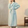 thumbnail image 2 of VANLOFE Unisex Warm Pajamas Household Clothes Solid Bathrobe Lengthened Night-robe Woman's Nightgown Casual Robes Green Robes Sleepwear for Woman XL, 2 of 6
