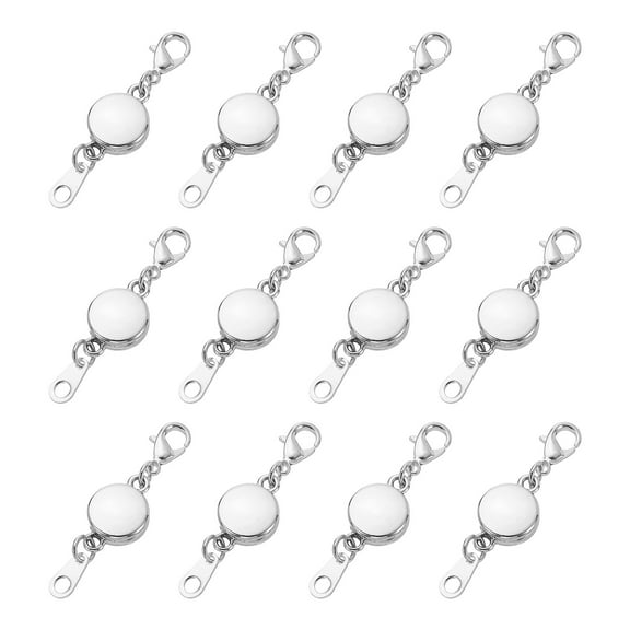 12Pcs Magnetic Necklace Clasp, Round Necklaces Extender Magnetic Clasps Bracelet Closures Suitable for Jewelry Necklace Bracelet Making, Silver