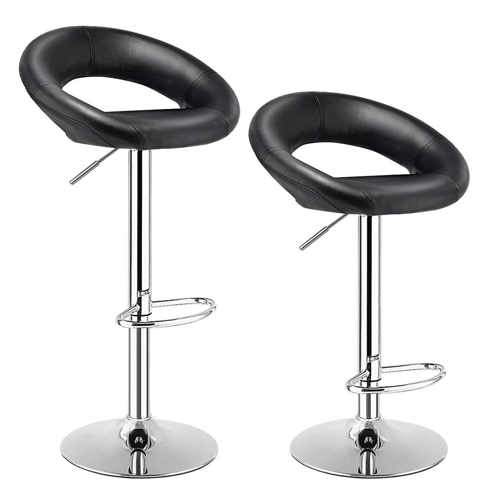 Gymax Bar Stool with Adjustable Height & Swivel, Black, Set of 4