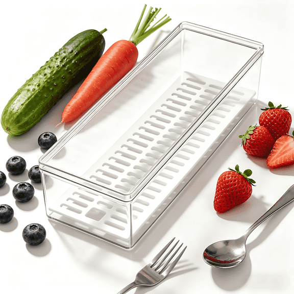 Transparent Flatware Tray with Lid, Plastic Kitchen Drawer Organizer & Silverware Storage Container for Spoons, Forks, Knives