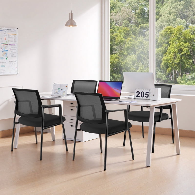 Beddle Executive Office Guest Chair, Desk Chair with Lumbar Support and Padded Armrest, Perfect for Conference Rooms, Reception Areas, and Waiting Rooms, Black