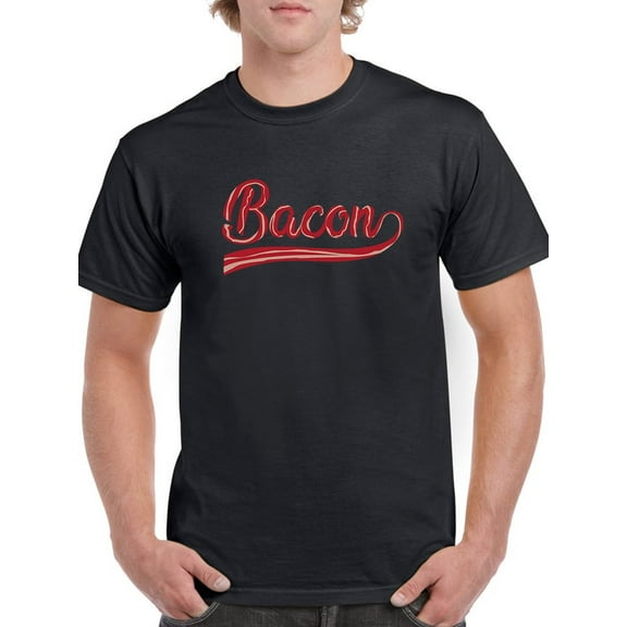 Bacon Lettering Men T-Shirt, Male Small