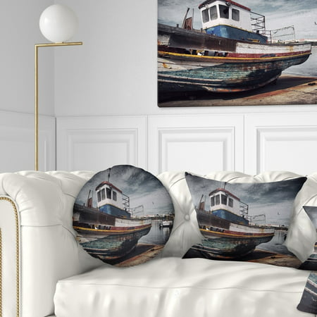 Design Art Designart Old Fishing Boat Boat Throw Pillow