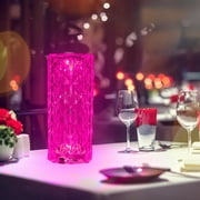 LED Crystal Table Lamp, Moclever Crystal Diamond Rose Table Lamp with Remote Touch Control, Rechargeable, 16 Color Change Atmosphere Bar Lamp