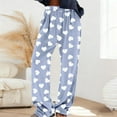 thumbnail image 2 of Lenpel Women's Fuzzy Fleece Pajama Pants Plus Size High Waisted Wide Leg Heart Printed Plush Lounge Pants Comfy Pj Bottoms(Blue,5X-Large), 2 of 6