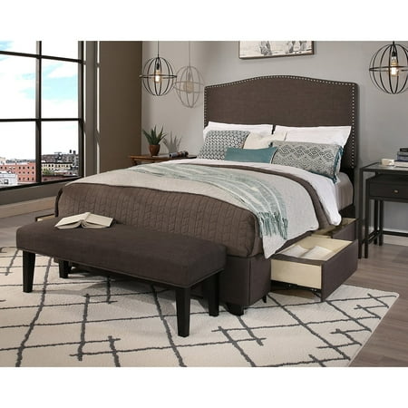 Republic Design House Newport Queen Size Grey Upholstered Headboard Republic Design House Newport Queen Size Grey Upholstered Headboard Storage Bed And Bench Set