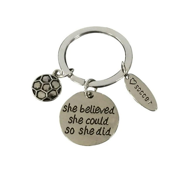 Girls Soccer She Believed She Could Keychain -