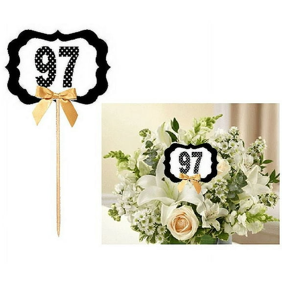 97th Birthday / Anniversary Table Decoration Party Centerpiece Pick - Set of 6