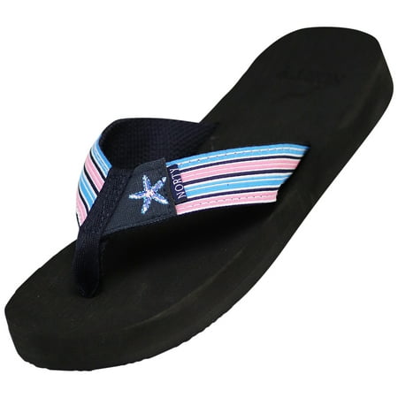

NORTY Womens Flip Flops Adult Female Beach Thong Sandals Black Stripe