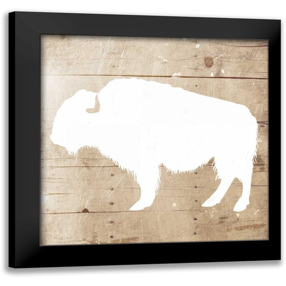 Grey, Jace 12x12 Black Modern Framed Museum Art Print Titled - White On Wood Buffalo