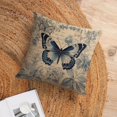 thumbnail image 6 of Outdoor Pillows for Patio Furniture French Postcard Butterfly Floral Blue Pillow Protector 18"x18" French Country Farmhouse Pillow Cover Couch Pillows for Iiving Room, 6 of 7
