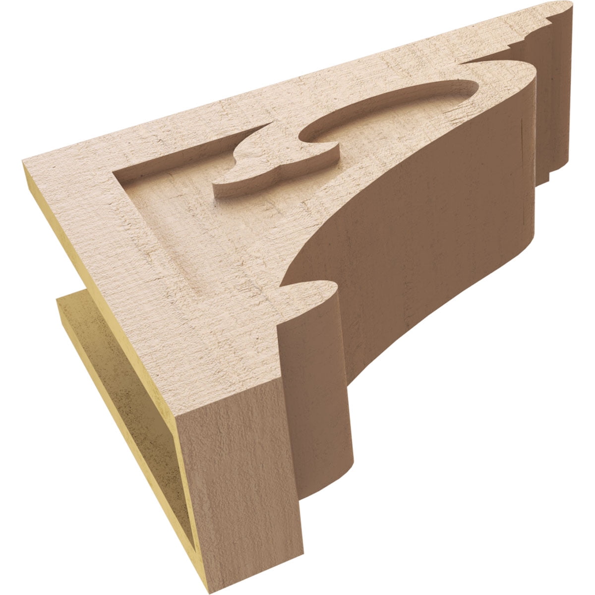 6"W x 18"D x 12"H Classic Mayflower Rough Cedar Woodgrain TimberThane Corbel, Primed Tan