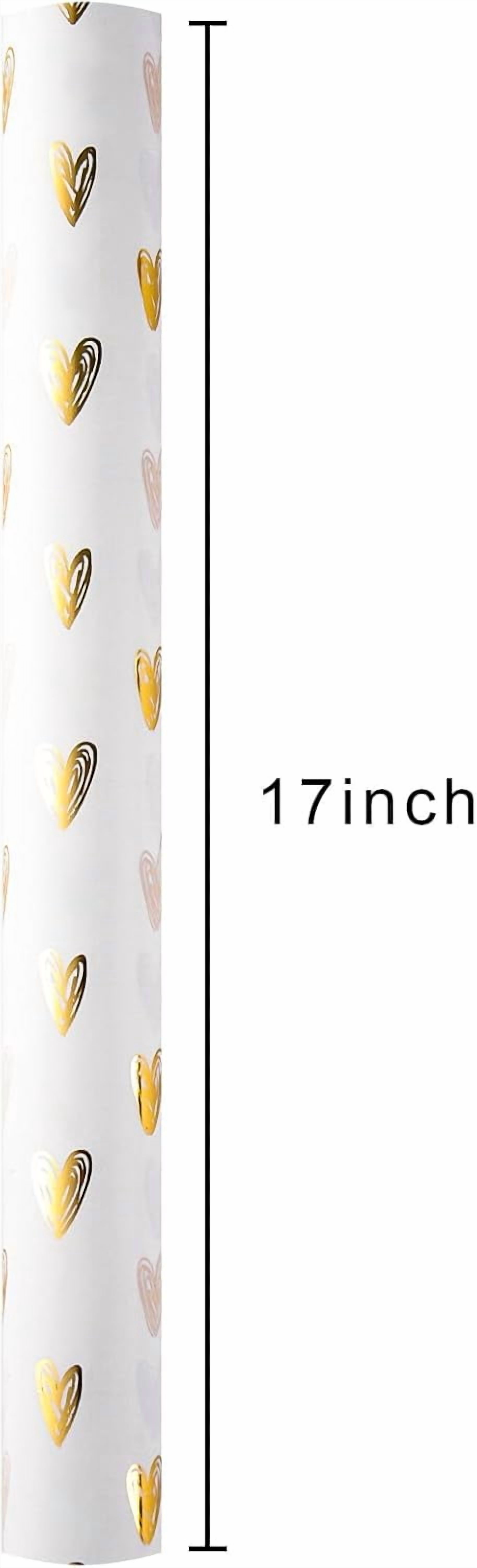 HOMERAL Foil Hearts Wrapping Paper Roll - 17in x 33ft photo 5