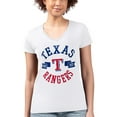 thumbnail image 4 of Women's G-III 4Her by Carl Banks White Texas Rangers Super-Slim Fit Lightweight City Graphic V-Neck T-Shirt, 4 of 5