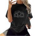 thumbnail image 4 of Moda mujer damas hombros caídos mangas sueltas manga corta Top pulóver Tops Pompotops  hfajkhk125991, 4 of 9